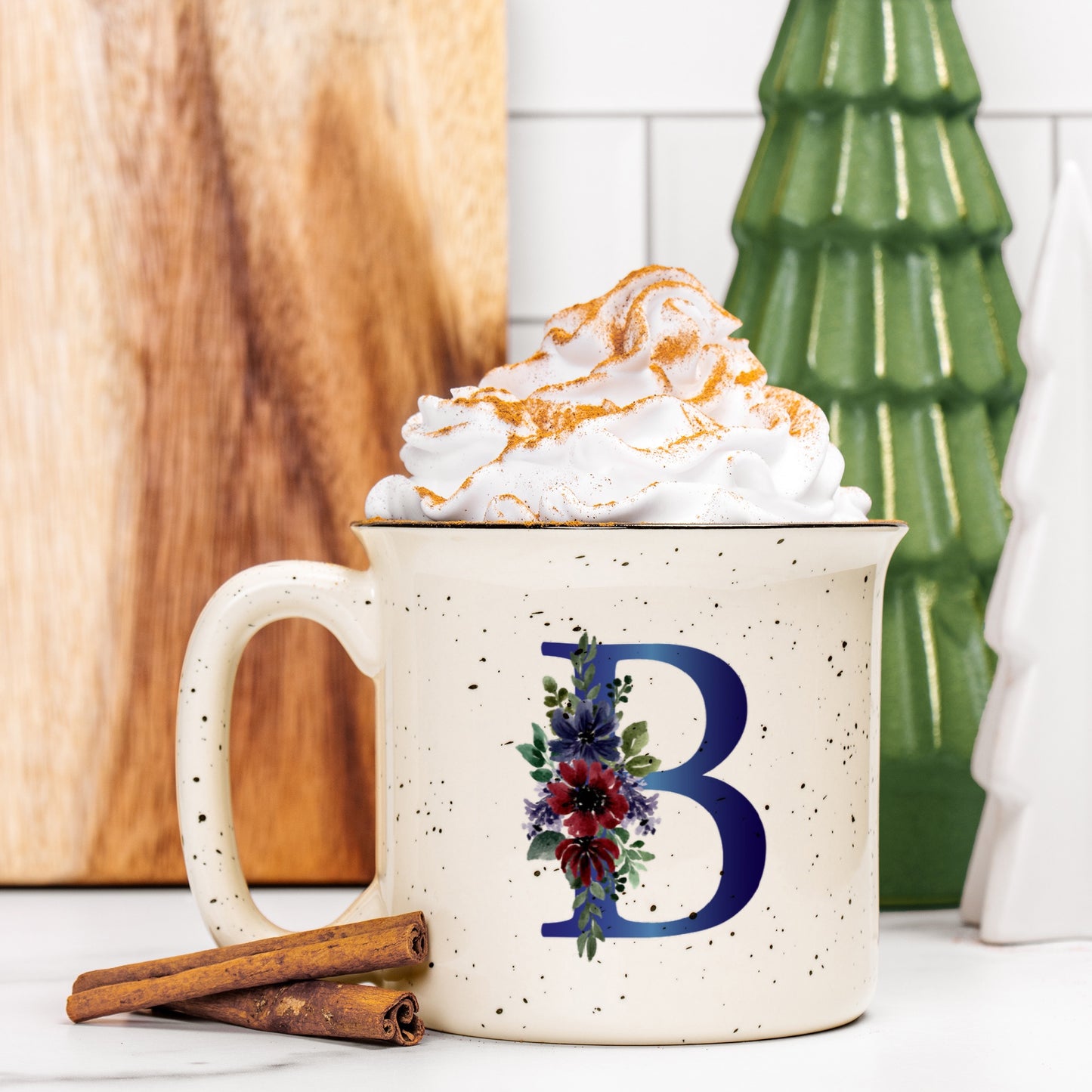 Midnight Bloom Initial Camping Mug 13oz