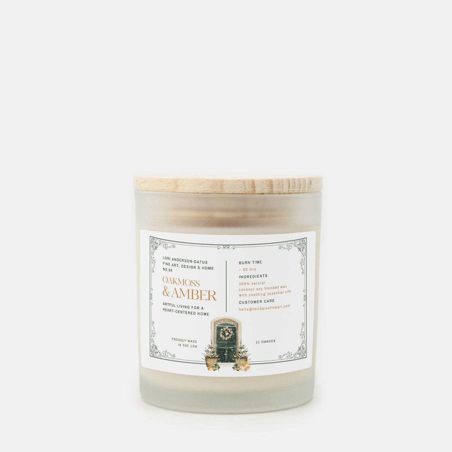 Oakmoss+Amber Candle Frosted Glass (Hand Poured 11 oz)