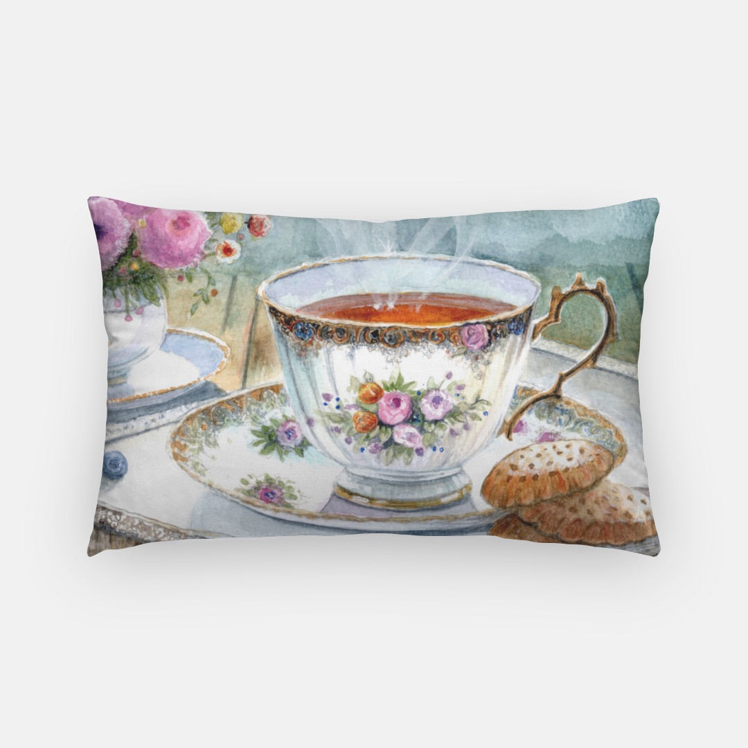 Tea Time Artisan Lumbar Pillow Case