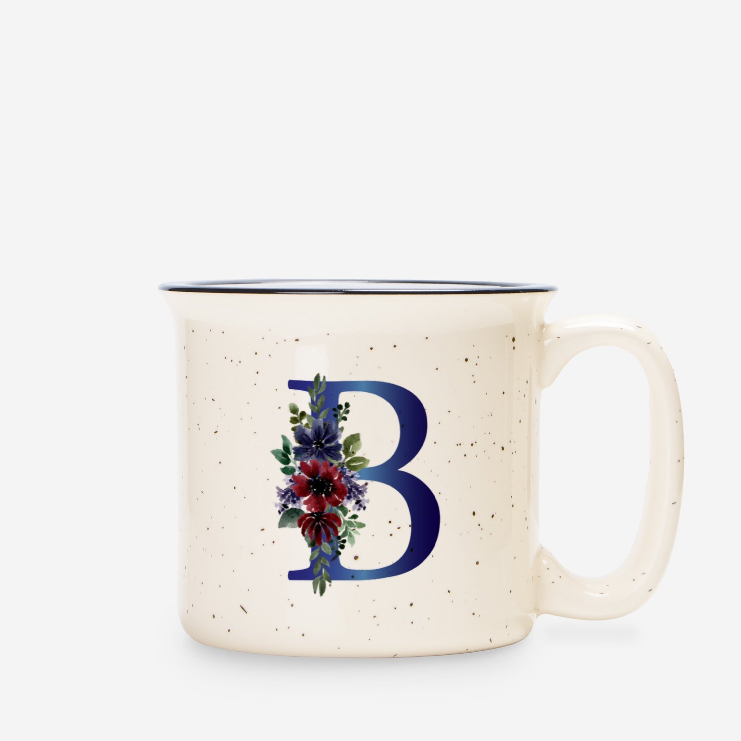 Midnight Bloom Initial Camping Mug 13oz