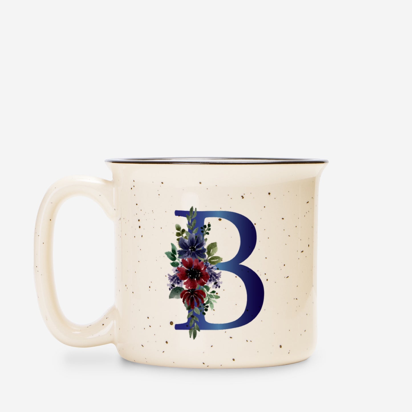 Midnight Bloom Initial Camping Mug 13oz