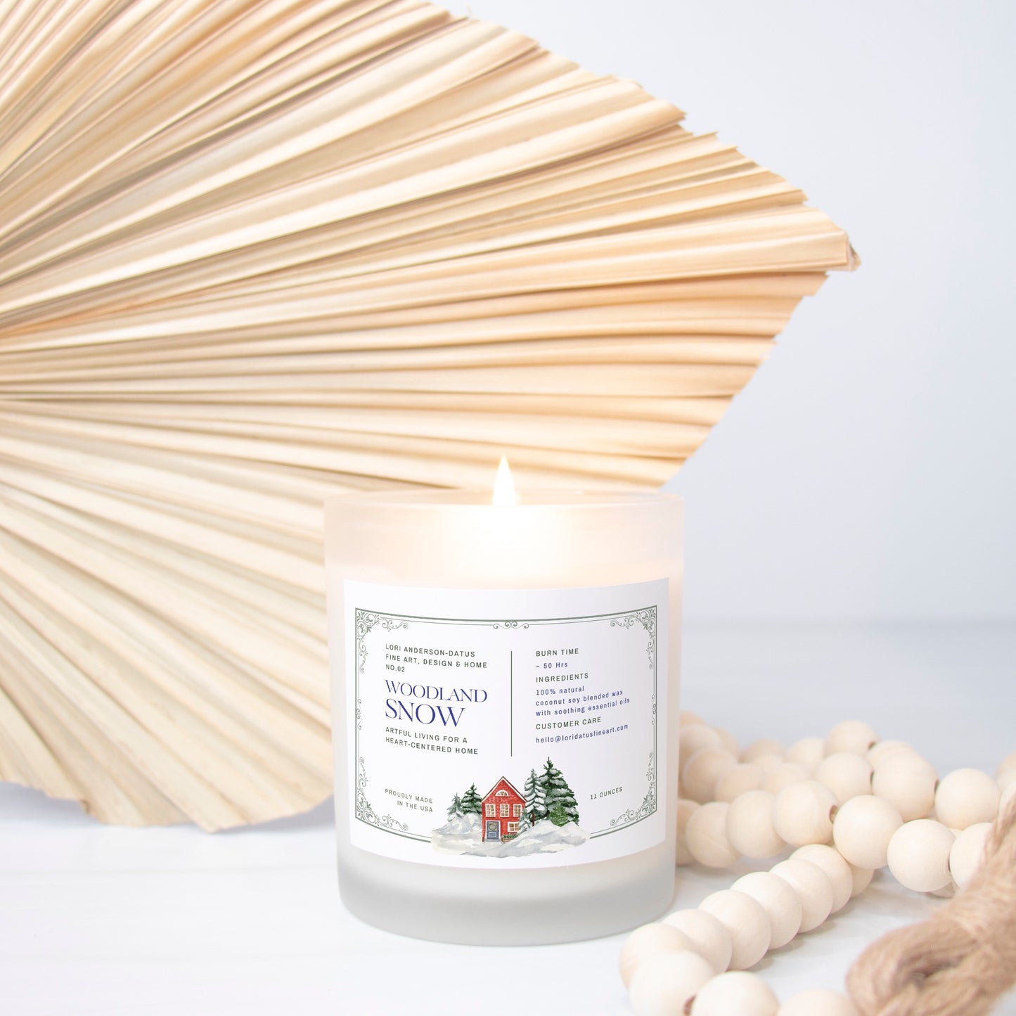 Woodland Snow Candle Frosted Glass (Hand Poured 11 oz)