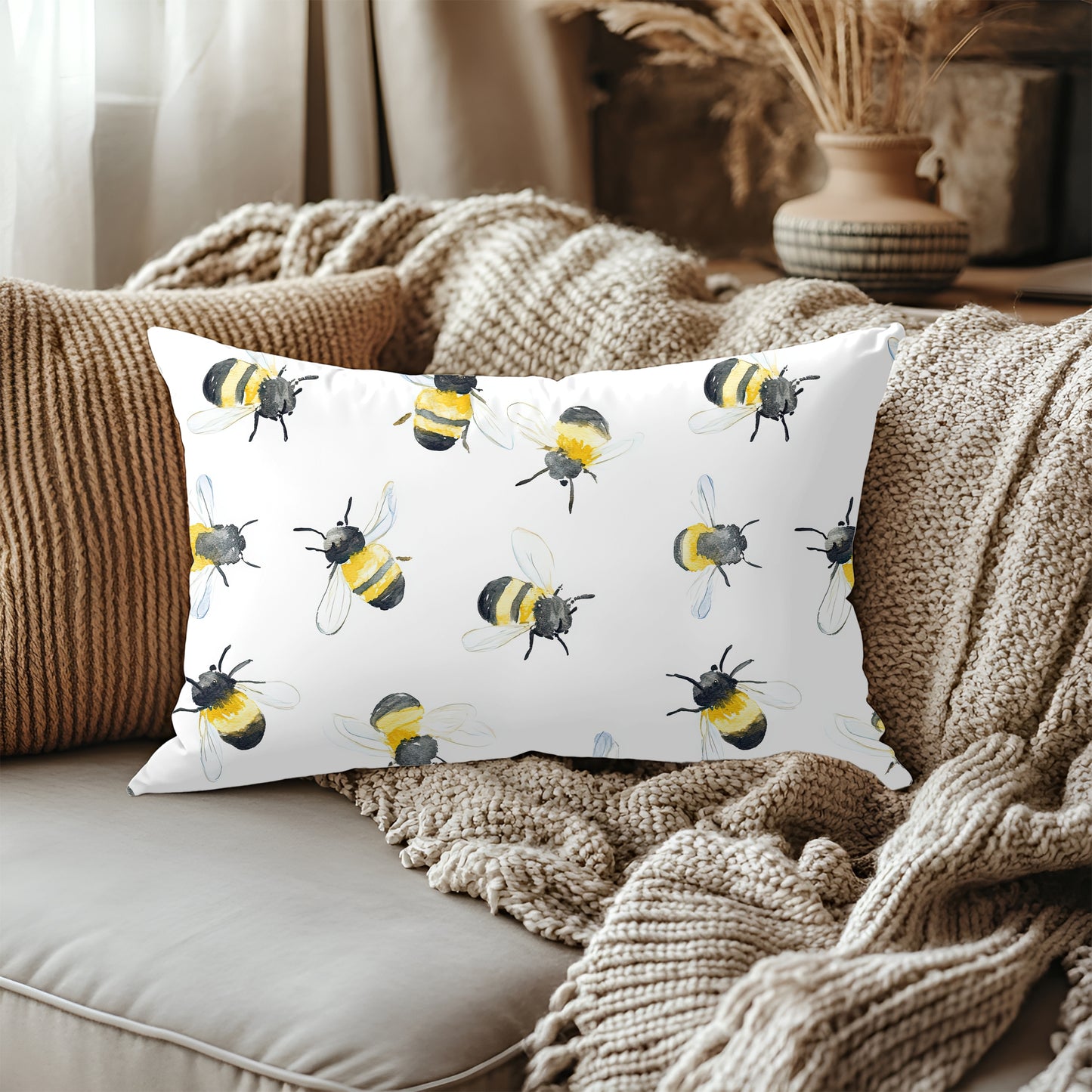 Bee Joyful Artisan Lumbar Pillow Case