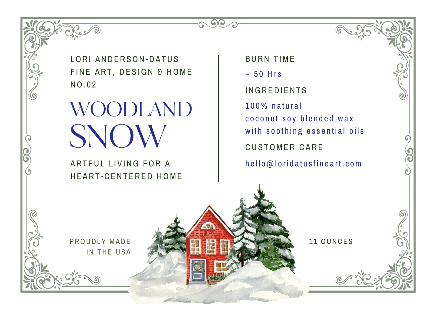 Woodland Snow Candle Frosted Glass (Hand Poured 11 oz)