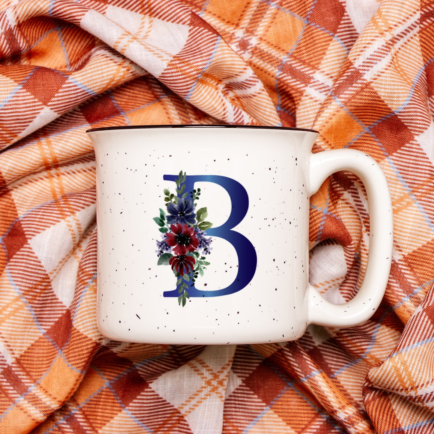 Midnight Bloom Initial Camping Mug 13oz