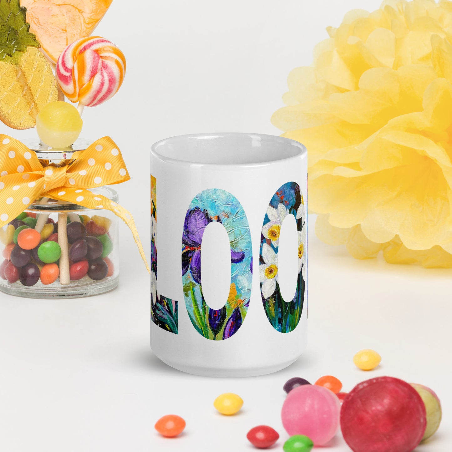 Bloom 15oz White Glossy Mug