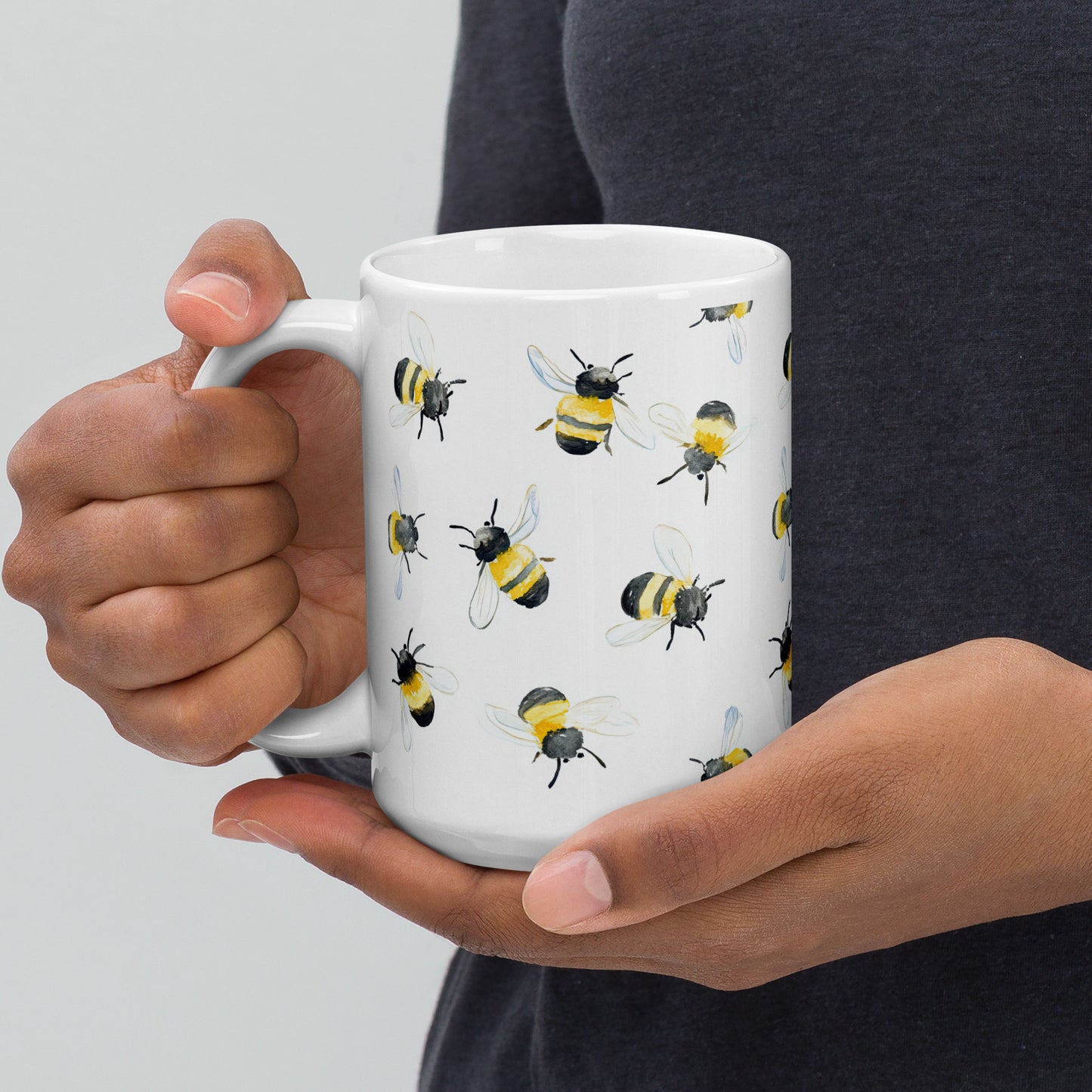 Bee Joyful 15oz White Glossy Mug