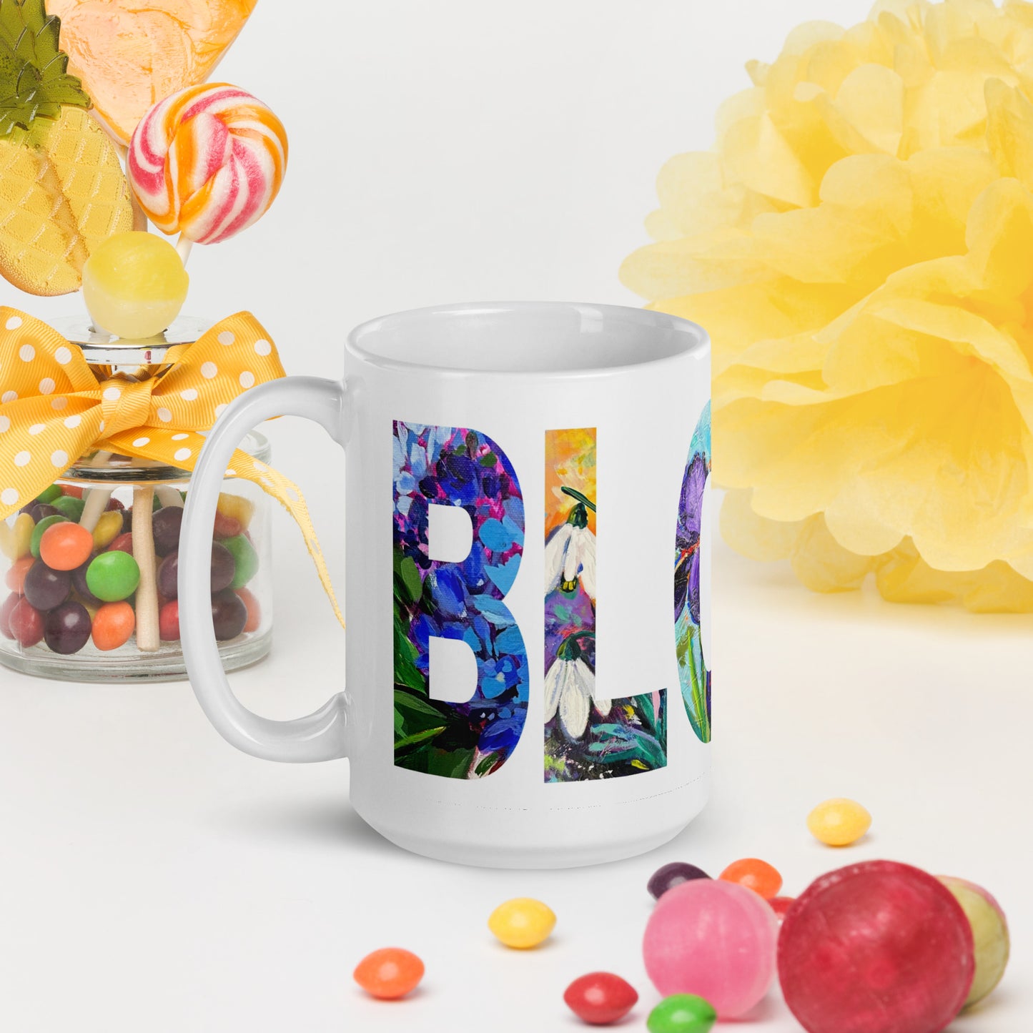 Bloom 15oz White Glossy Mug