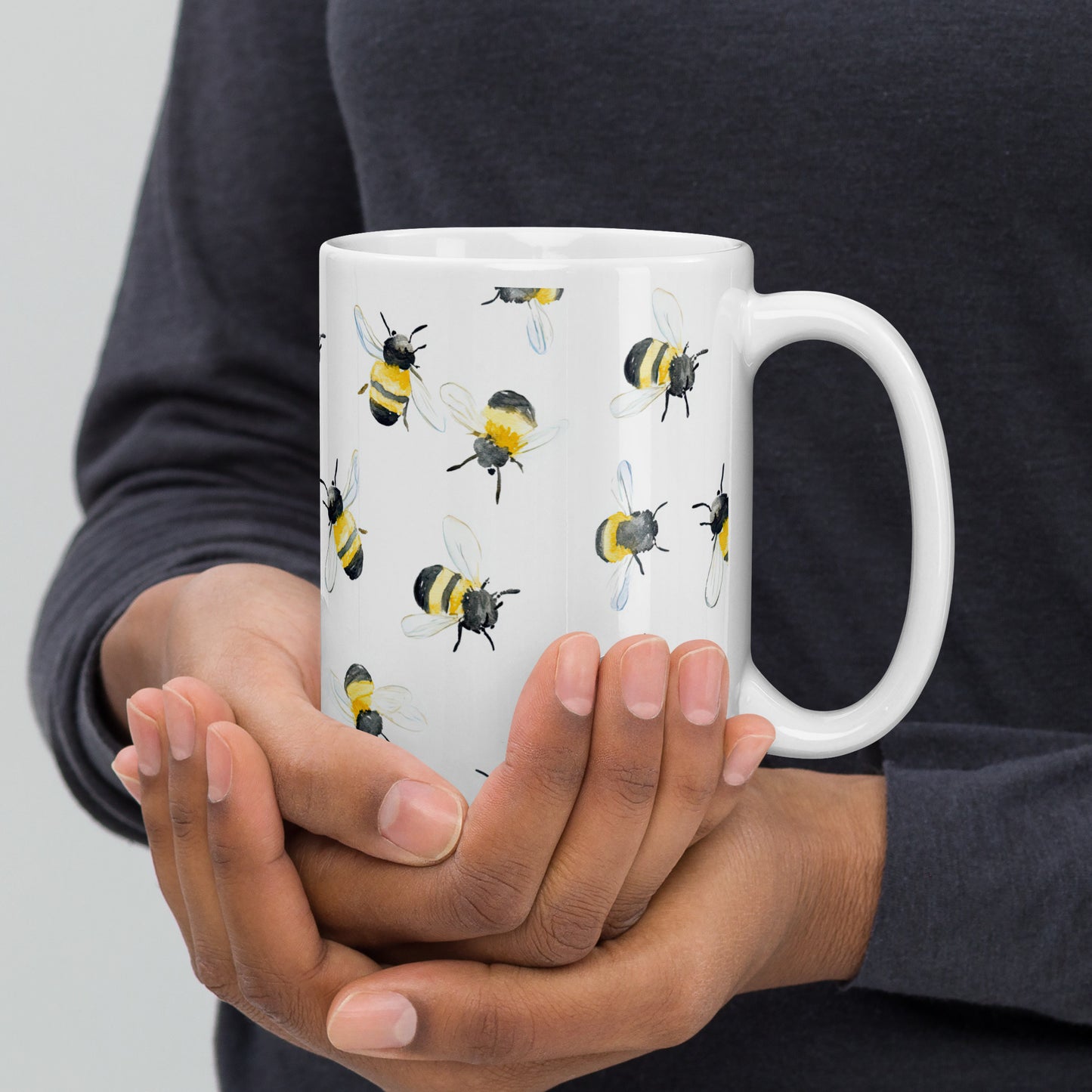 Bee Joyful 15oz White Glossy Mug