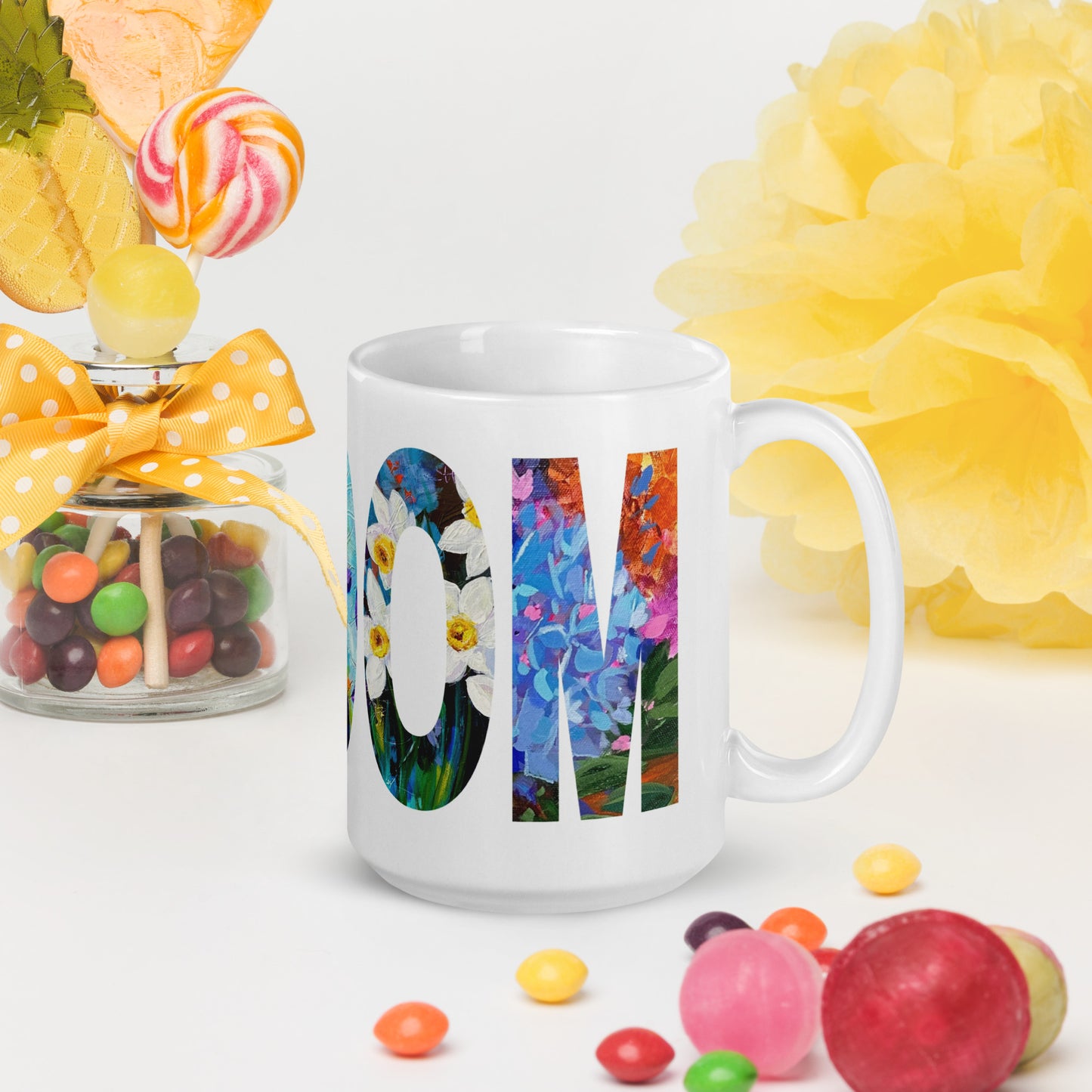 Bloom 15oz White Glossy Mug