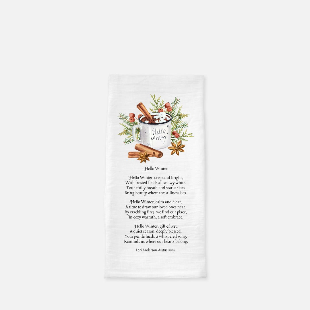 Hello Winter Tea Towel (Flour Sack)