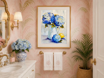 In Her Gentle Care | Blue Hydrangea Fine Art Print