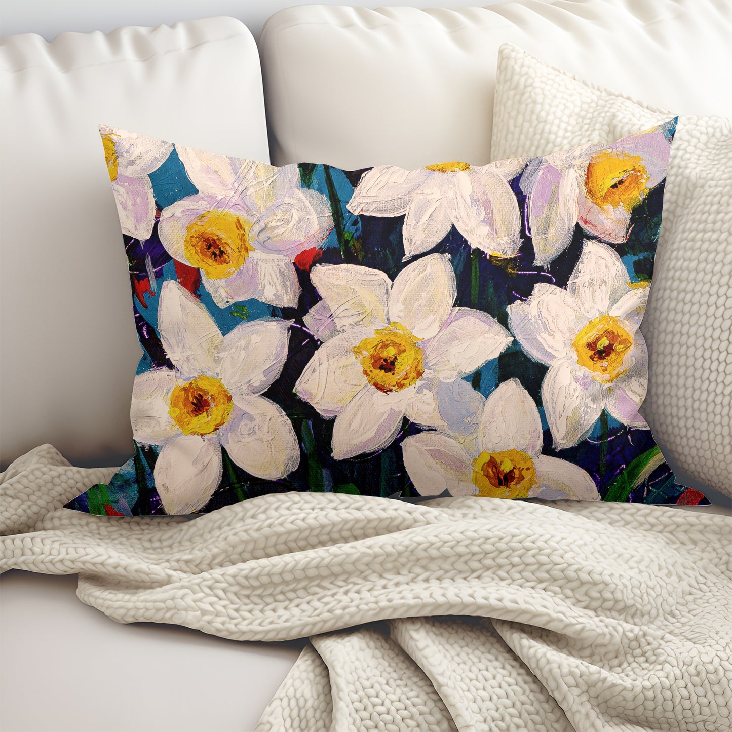 Daffodil Delight Artisan Lumbar Pillow Case