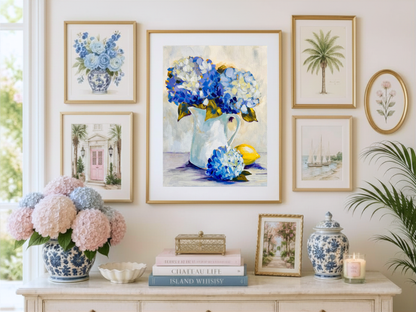 In Her Gentle Care | Blue Hydrangea Fine Art Print
