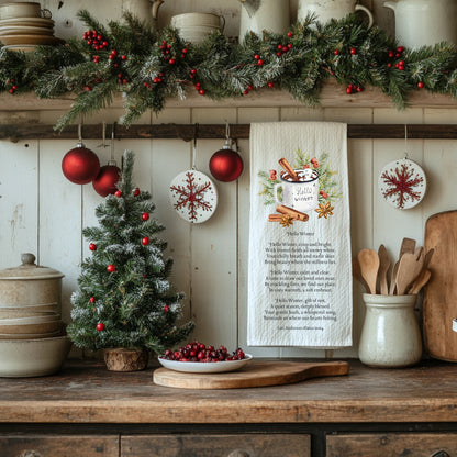 Hello Winter Tea Towel (Flour Sack)