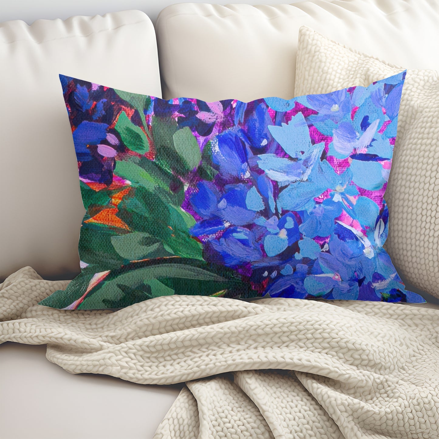 Hydrangea Harmony Artisan Lumbar Pillow Case