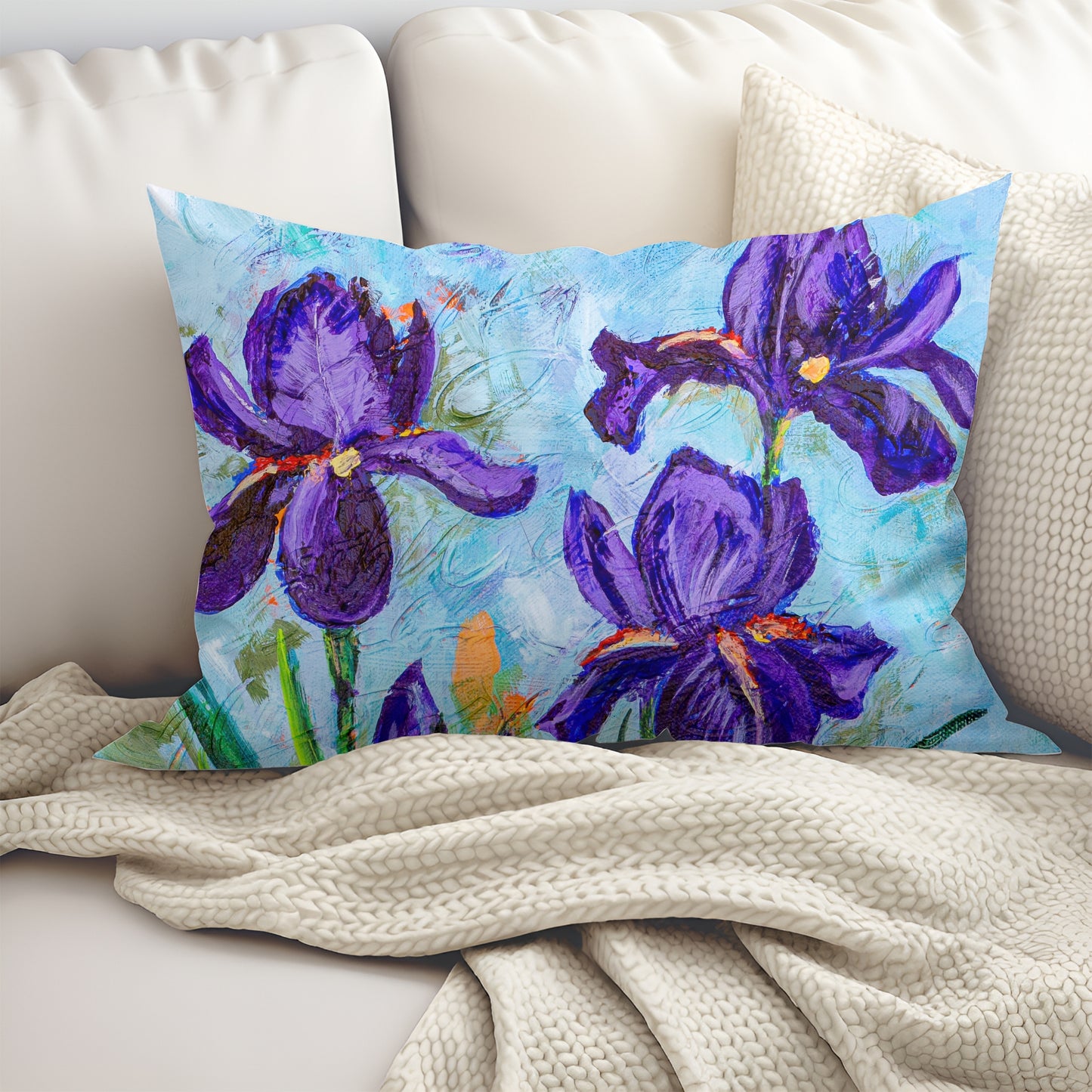 Iris Serenity Artisan Lumbar Pillow Case