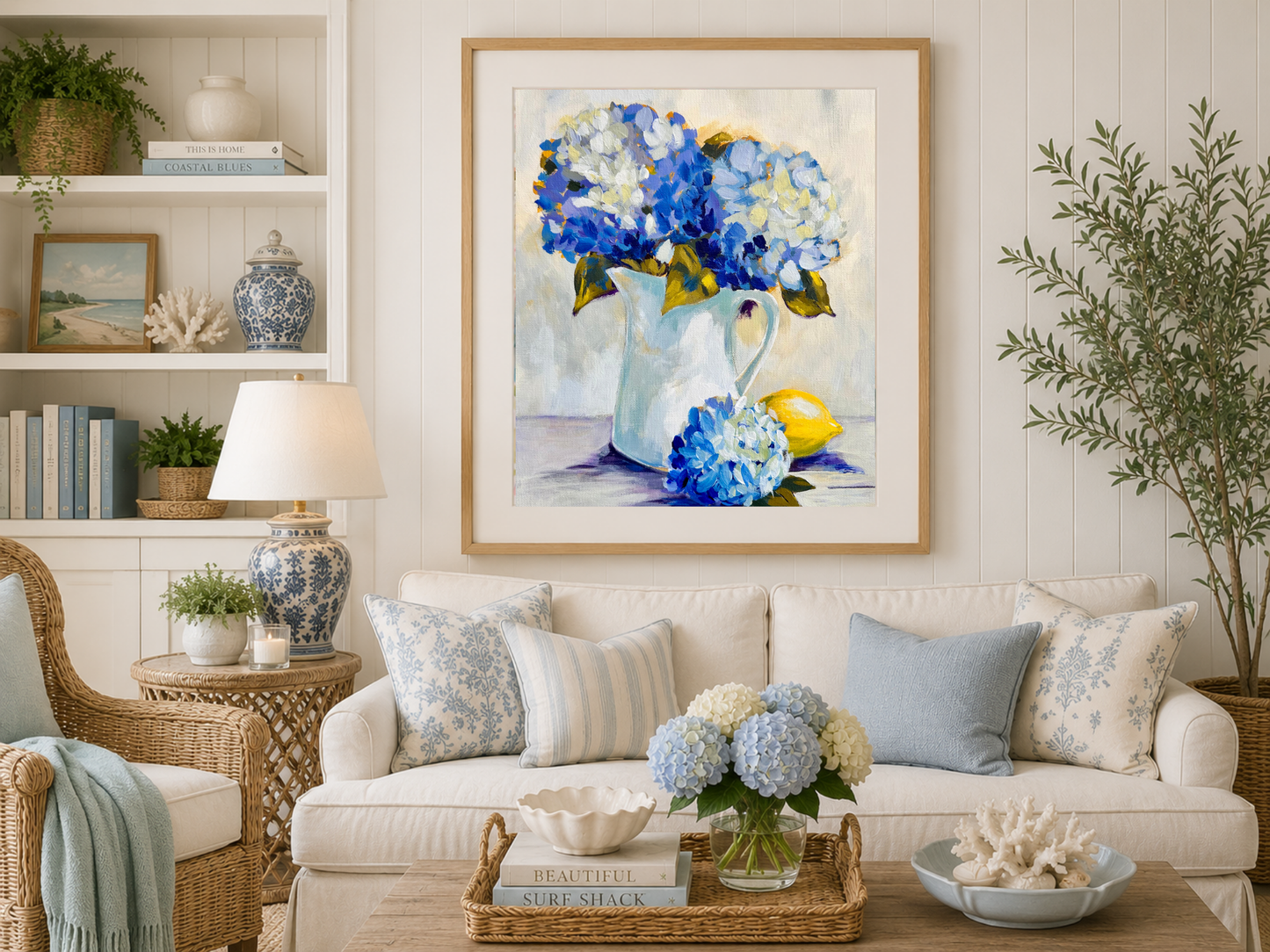 In Her Gentle Care | Blue Hydrangea Fine Art Print