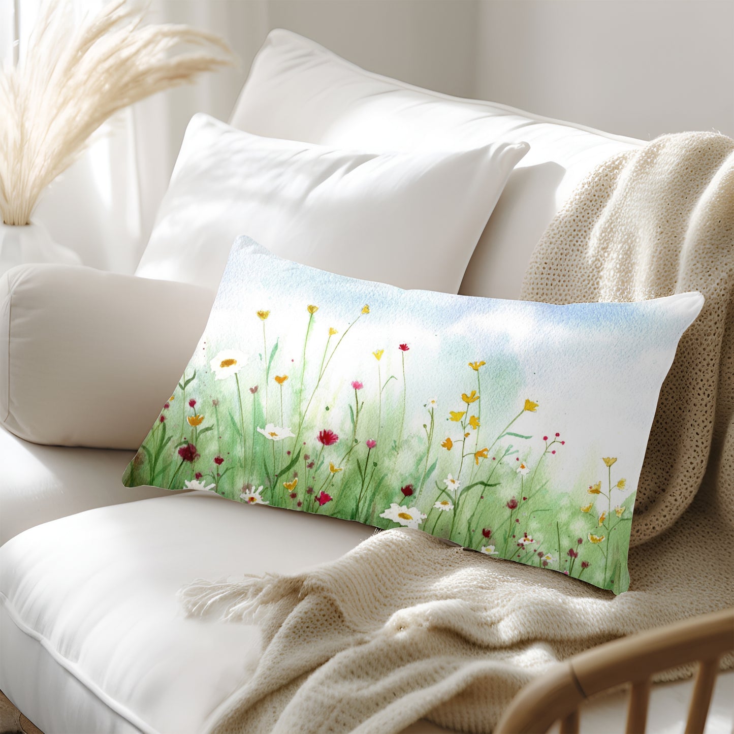 Wildflower Meadow Artisan Lumbar Pillow Case