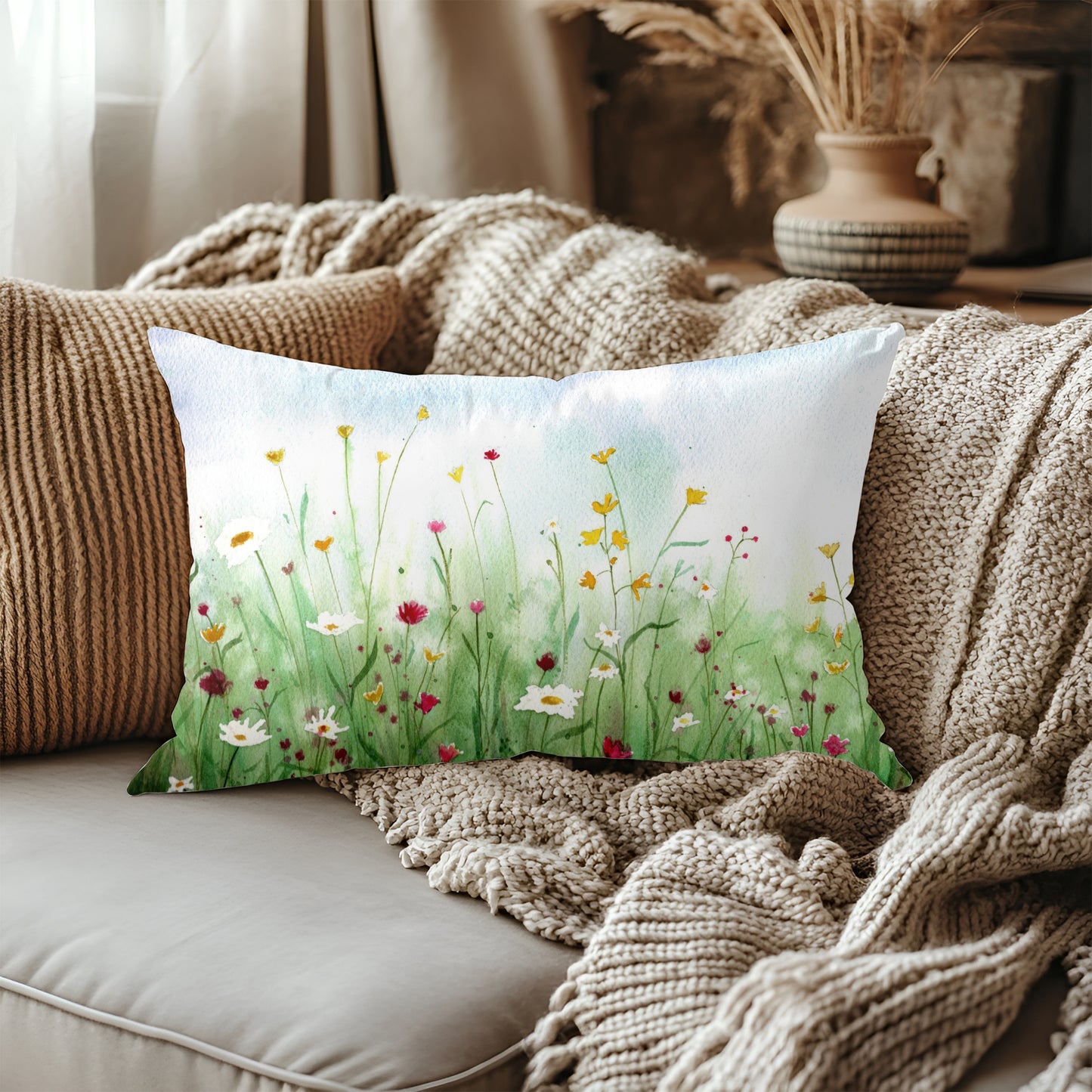 Wildflower Meadow Artisan Lumbar Pillow Case