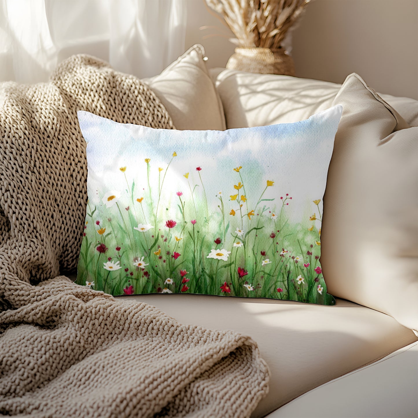 Wildflower Meadow Artisan Lumbar Pillow Case