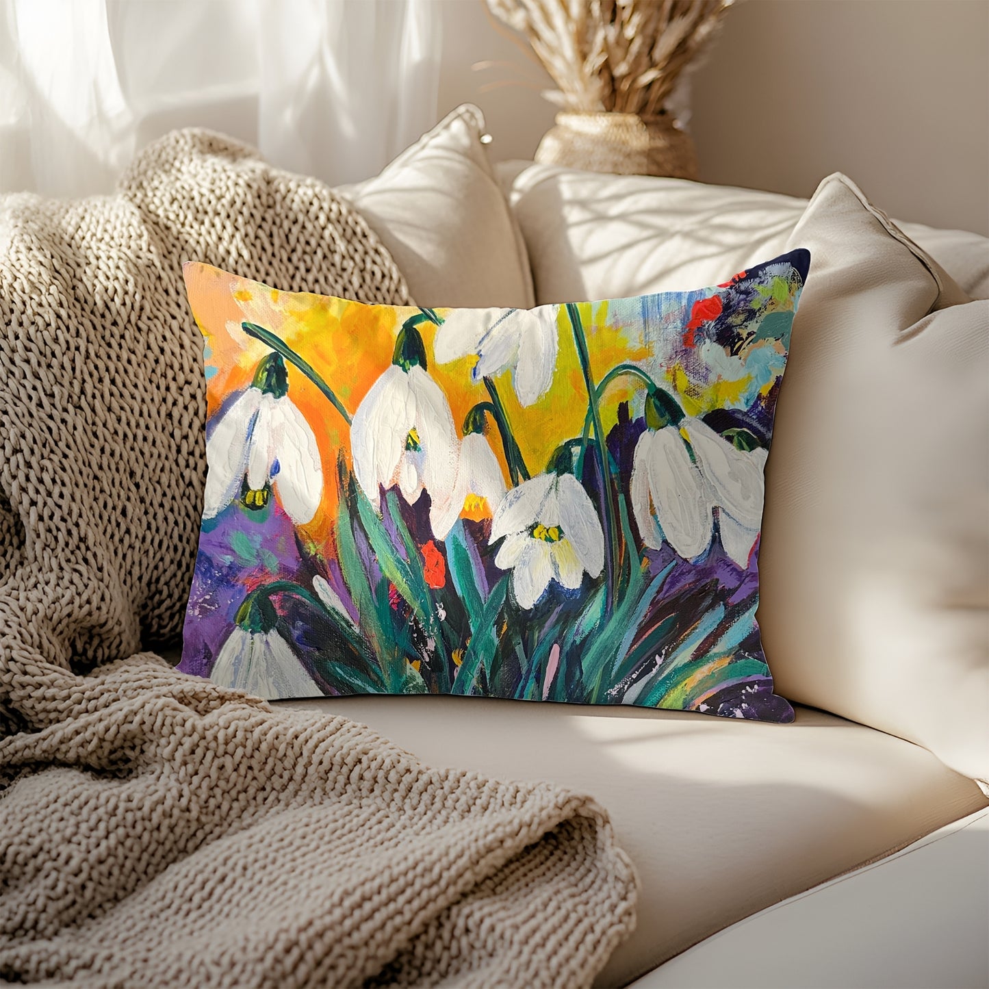 Snowdrop Artisan Lumbar Pillow Case