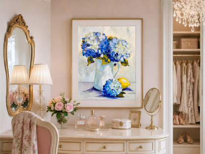 In Her Gentle Care | Blue Hydrangea Fine Art Print