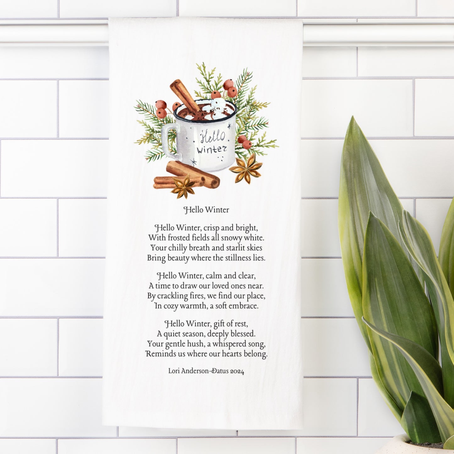 Hello Winter Tea Towel (Flour Sack)